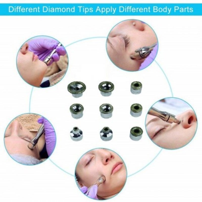 9Pcs Diamond Dermabrasion Replacements Tips Beauty Tools