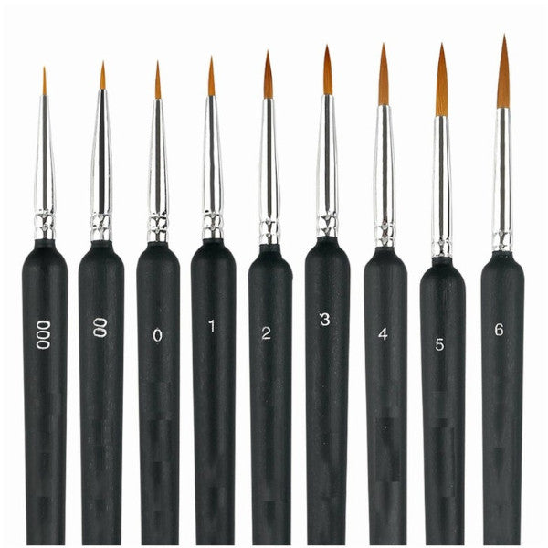 9Pcs Mini Paint Brushes Artist Weasel Hair Pen Gouache Watercolor Oil