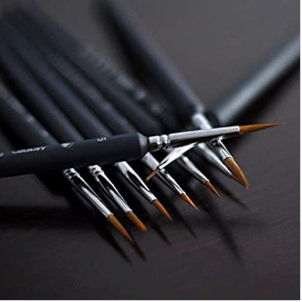 9Pcs Mini Paint Brushes Artist Weasel Hair Pen Gouache Watercolor Oil