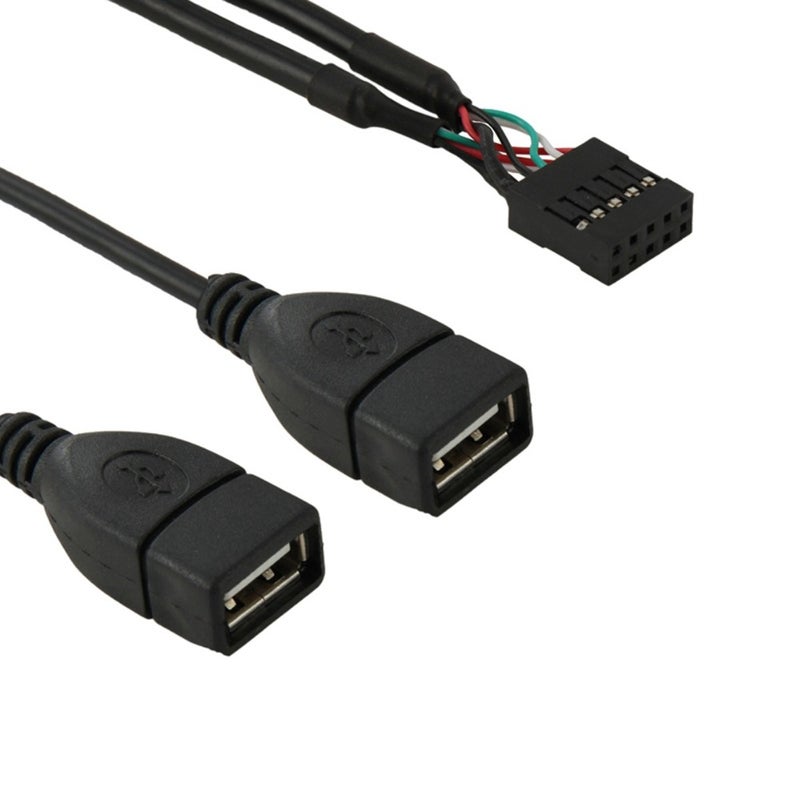 10 Pin Motherboard Female Header To Dual Usb 2.0 Adapter Cable 50Cm