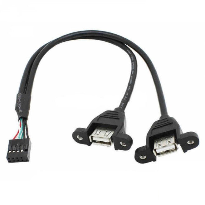 10 Pin Motherboard Female Header To Dual Usb 2.0 Adapter Cable 50Cm