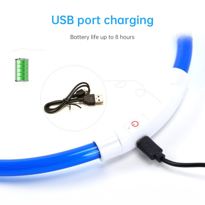 3 Mode Led Dog Collar Usb Rechargeable Detachable & Glowing Pet Safety Necklace For Night
