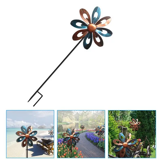 Garden Rotary Windmill Plug-In Decorative Iron Art Outdoor Yard Decorations