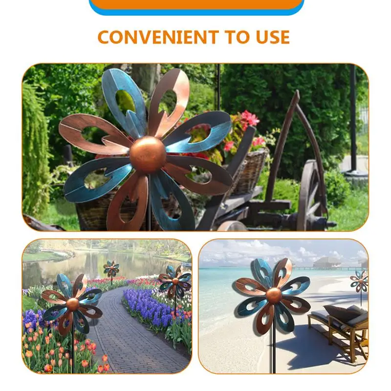 Garden Rotary Windmill Plug-In Decorative Iron Art Outdoor Yard Decorations