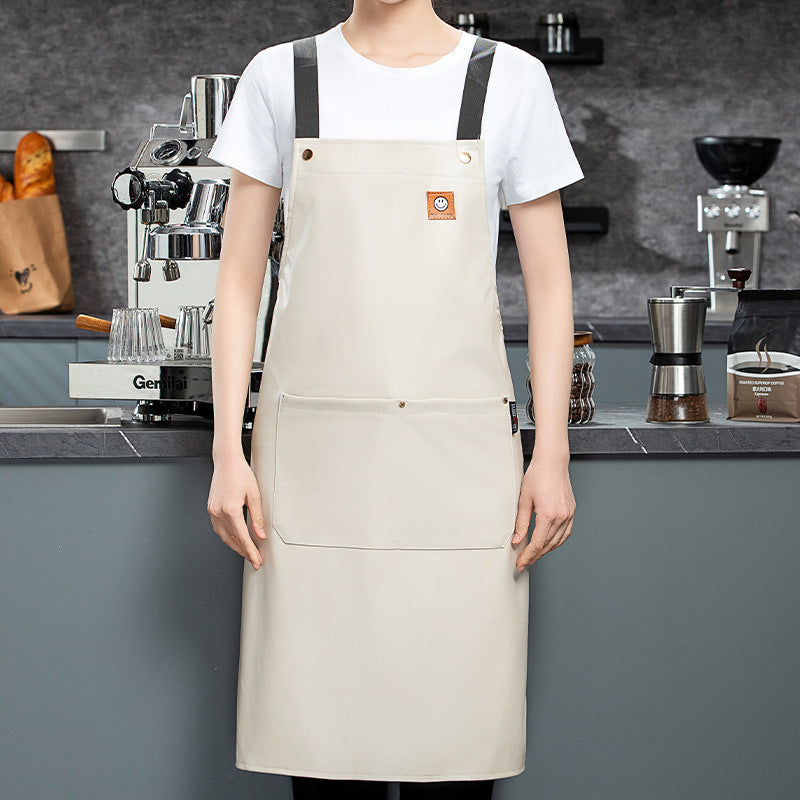 Pu Soft Leather Apron Custom Printed Monochrome Logo Catering Specific Waterproof And Oil Resistant Kitchen Aquatic Wais