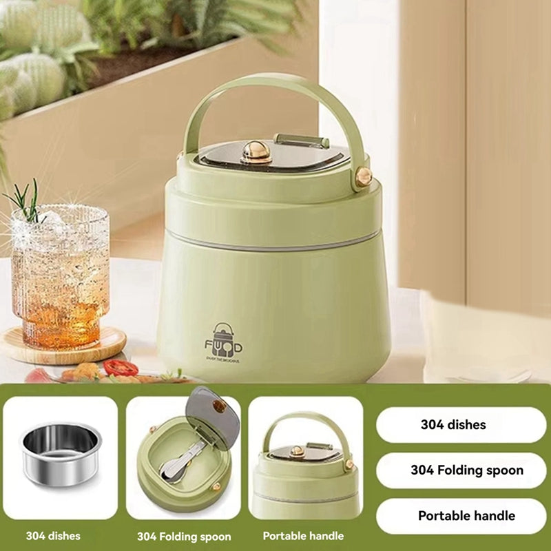 Adults Stainless Steel Insulated Lunch Box With Spoon And Fork Bag Leak Proof Keeps Food Warm