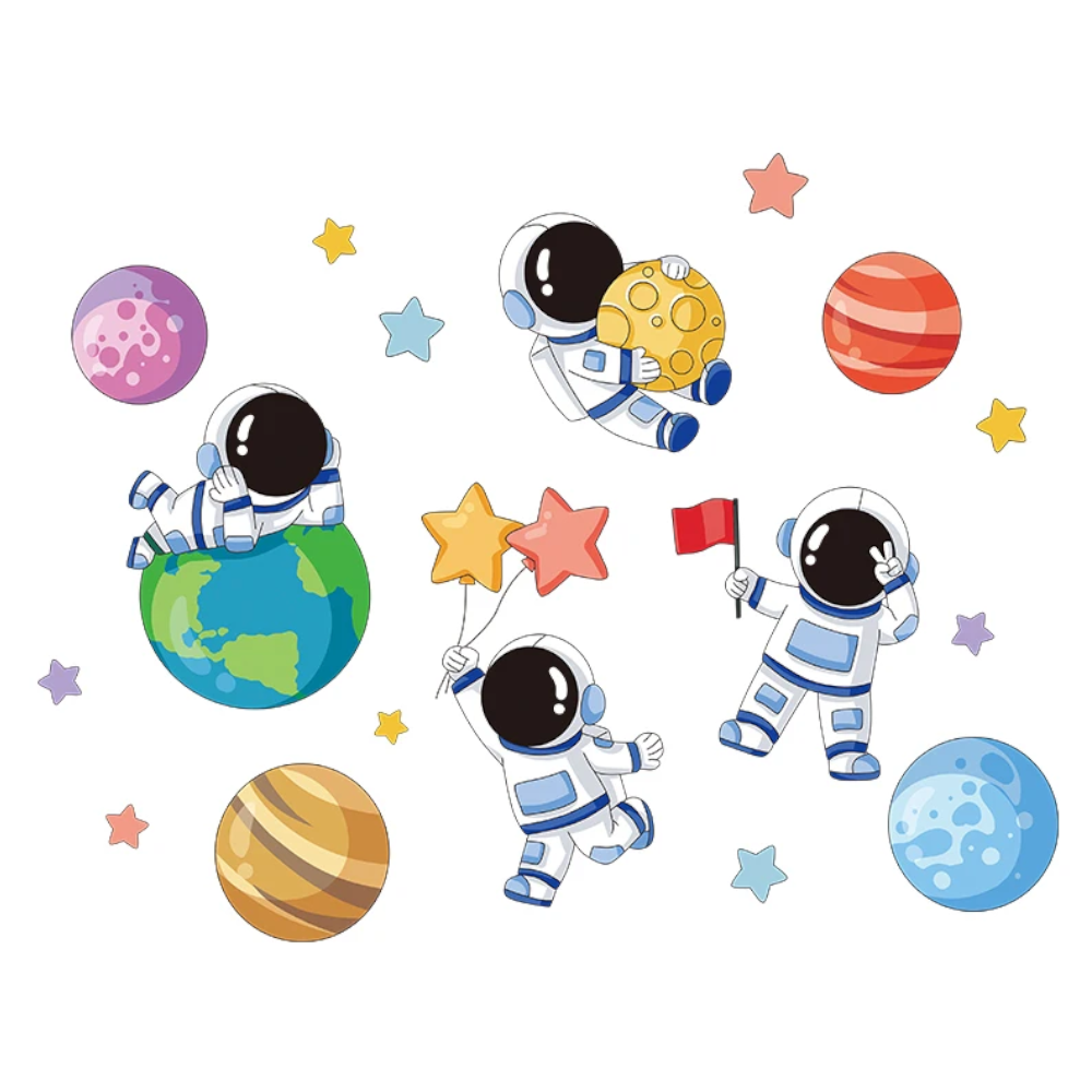 Astronauts Wall Stickers Vinyl Diy Stars Planets Decals For Kids Rooms Baby Bedroom Children Nursery Home Decoration