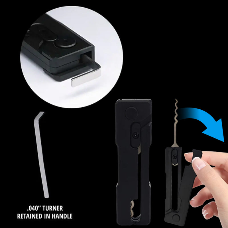 Essential Stainless Steel Multi Tool: Quick Flip Grav Pick Door Keys Lock Rake. Durable.