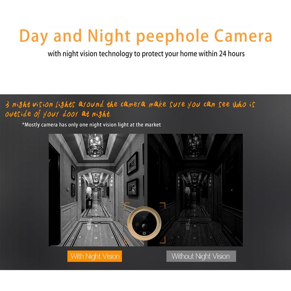 2.4 Inch Colour Screen 1.0Mp Security Camera With No Disturb Peephole Viewer Gold