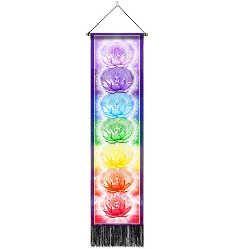 Seven Chakra Tapestry Hippie Mandala Chakras Wall Hanging Fabric Yoga Meditation Tapestries For Spiritual Room Decor