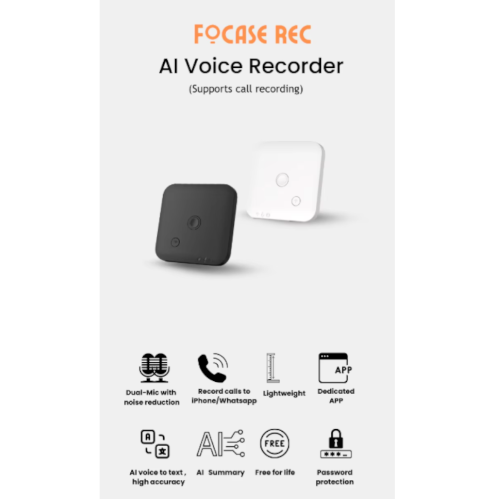 Ai Powered Voice Recorder And Call With Speech To Text & Summarization Supports 100 Languages 64Gb Storage