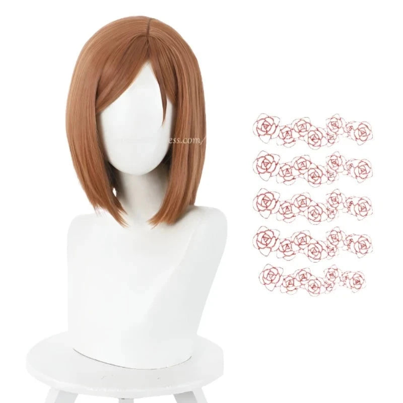 Anime Kugisaki Nobara Cosplay Wig Brown Orange Short Heat Resistant Synthetic Hair