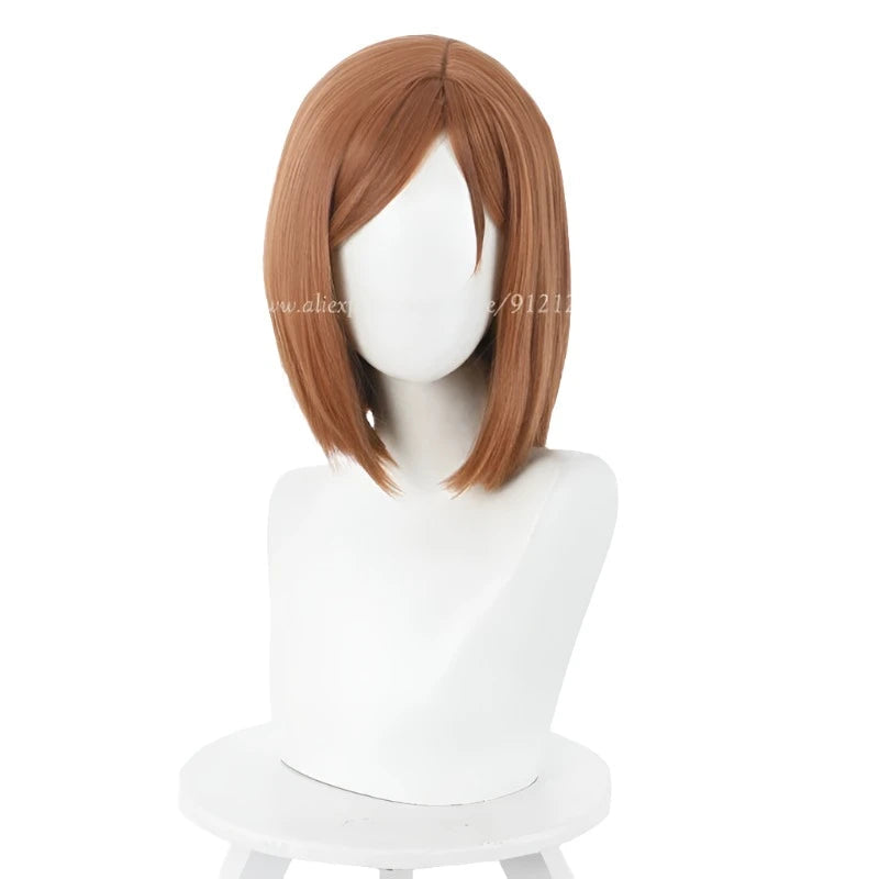 Anime Kugisaki Nobara Cosplay Wig Brown Orange Short Heat Resistant Synthetic Hair