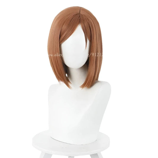 Anime Kugisaki Nobara Cosplay Wig Brown Orange Short Heat Resistant Synthetic Hair