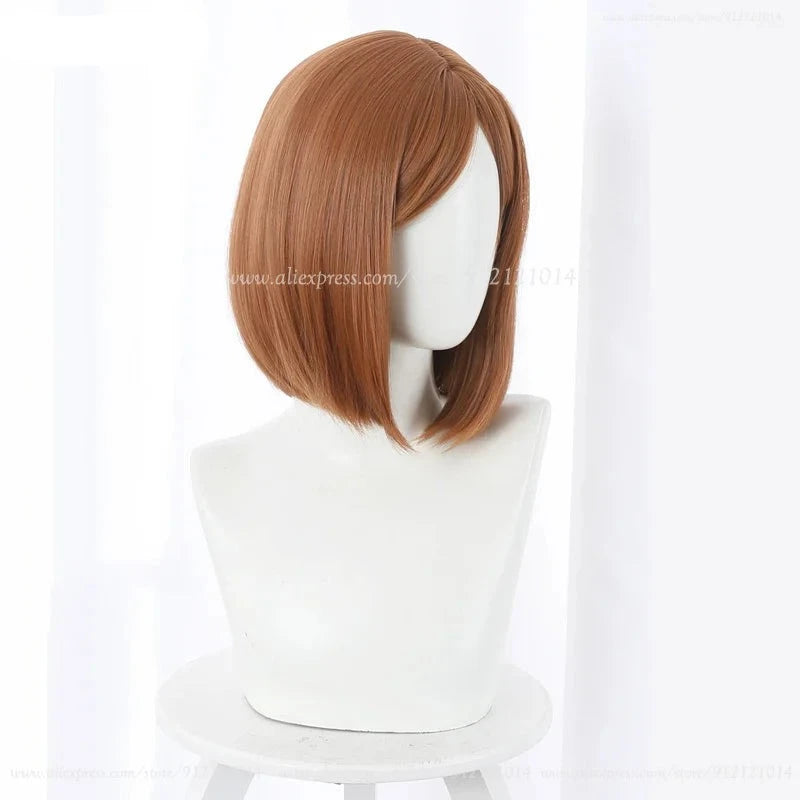 Anime Kugisaki Nobara Cosplay Wig Brown Orange Short Heat Resistant Synthetic Hair