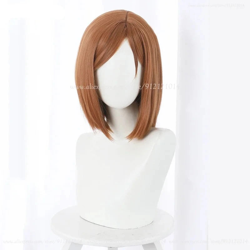 Anime Kugisaki Nobara Cosplay Wig Brown Orange Short Heat Resistant Synthetic Hair