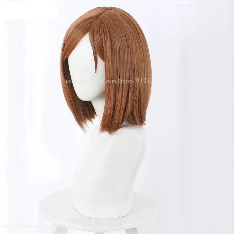 Anime Kugisaki Nobara Cosplay Wig Brown Orange Short Heat Resistant Synthetic Hair