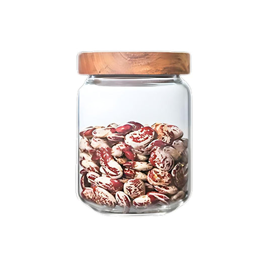 Condiments Container Round Glass Jar With Airtight Lid For Kitchen Storage