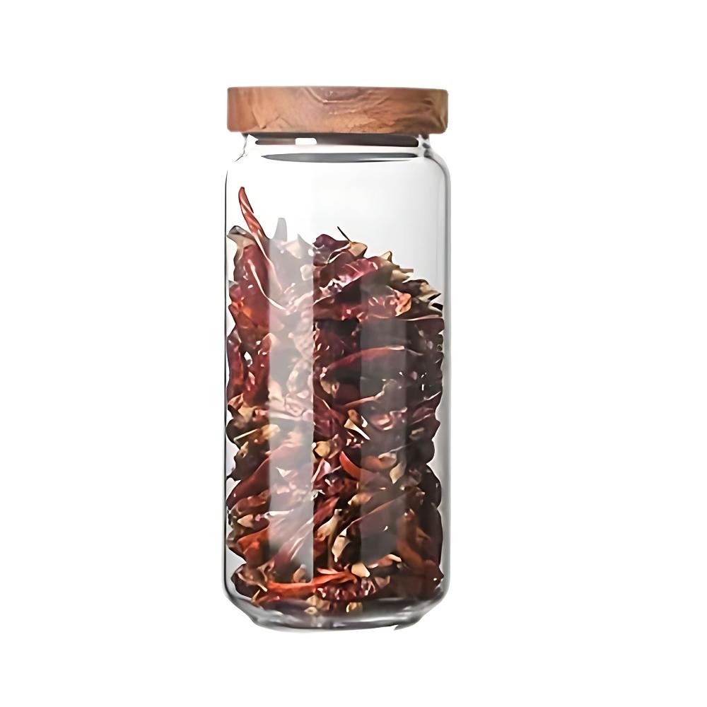 Condiments Container Round Glass Jar With Airtight Lid For Kitchen Storage