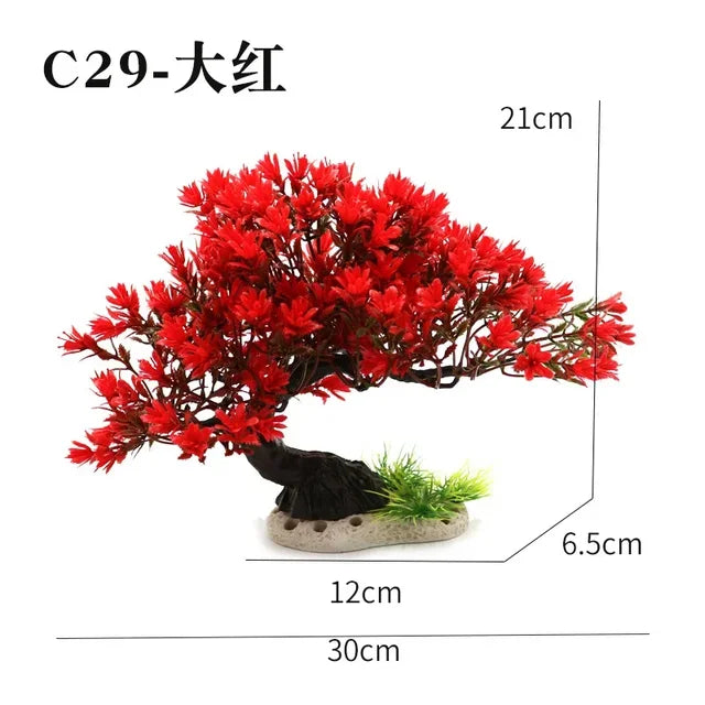 Aquarium Ornaments Simulation Plants Fish Tank Landscaping Decorations Plastic Water Flowers Trees Rocks Accessories