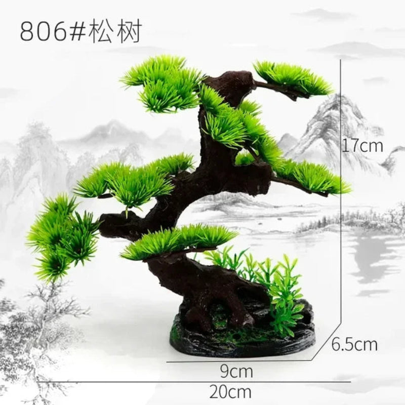 Aquarium Ornaments Simulation Plants Fish Tank Landscaping Decorations Plastic Water Flowers Trees Rocks Accessories