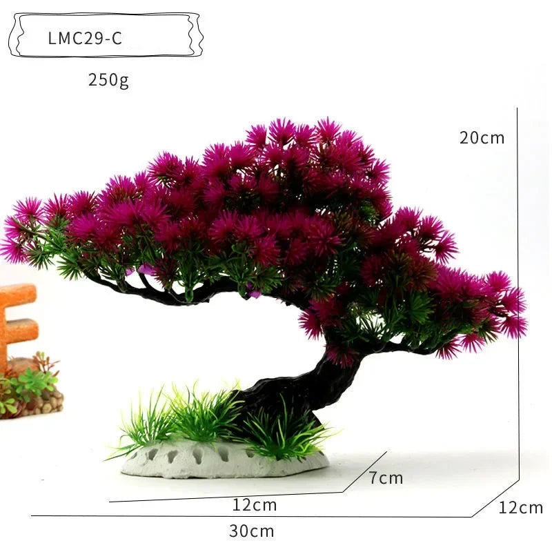 Aquarium Ornaments Simulation Plants Fish Tank Landscaping Decorations Plastic Water Flowers Trees Rocks Accessories