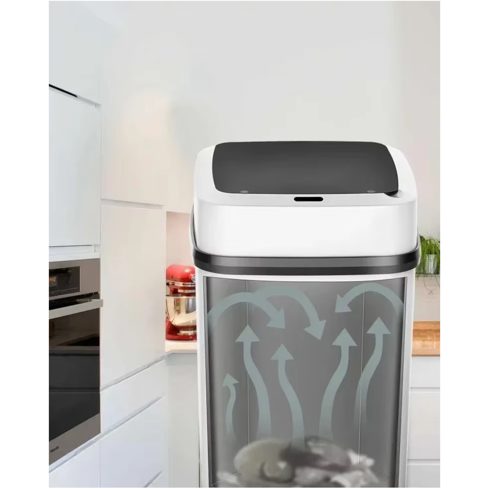 Automatic Sensor Trash Can Smart Touchless White Kitchen Bathroom Waterproof 13L Electric Garbage With Lid