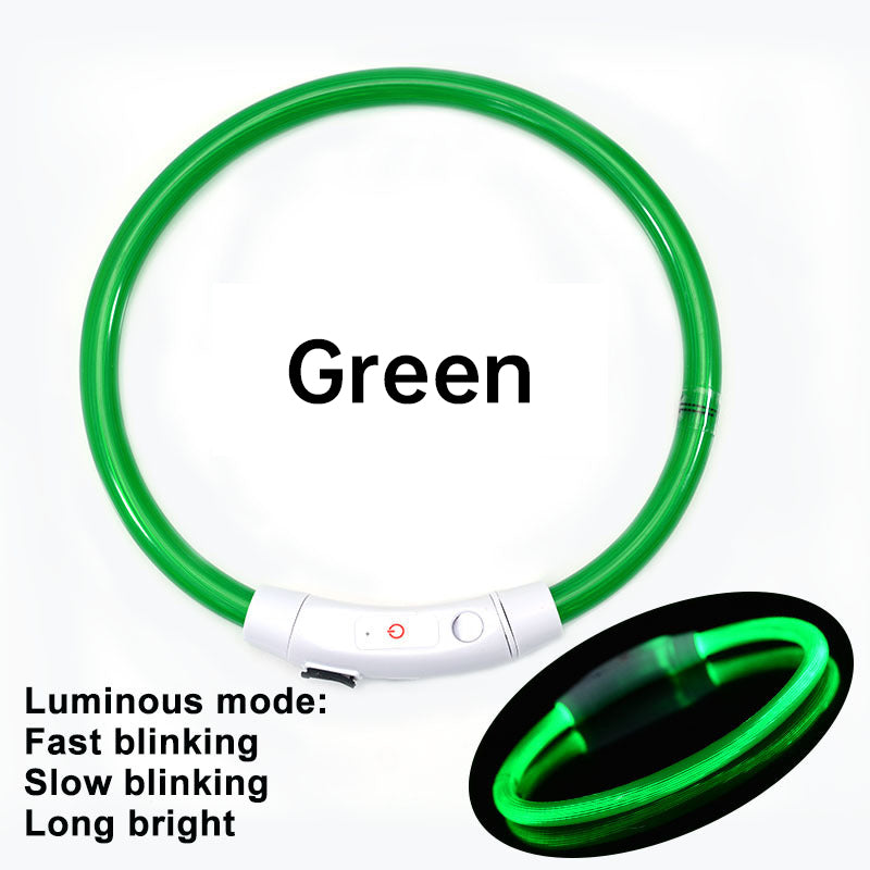 3 Mode Led Dog Collar Usb Rechargeable Detachable & Glowing Pet Safety Necklace For Night