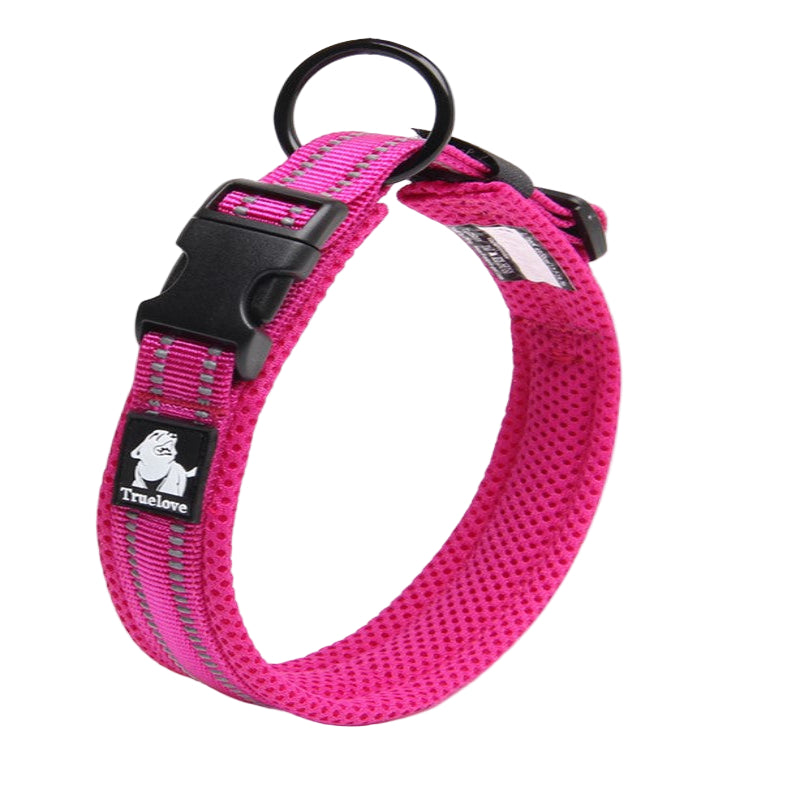 True Love Heavy Duty Reflective Dog Collar - Pink S