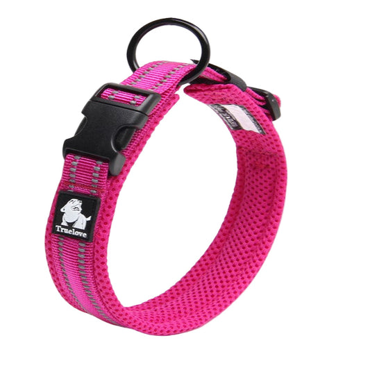 True Love Heavy Duty Reflective Dog Collar - Pink S