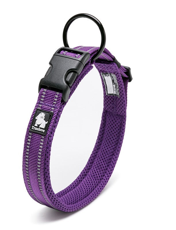 True Love Heavy Duty Reflective Dog Collar Purple M
