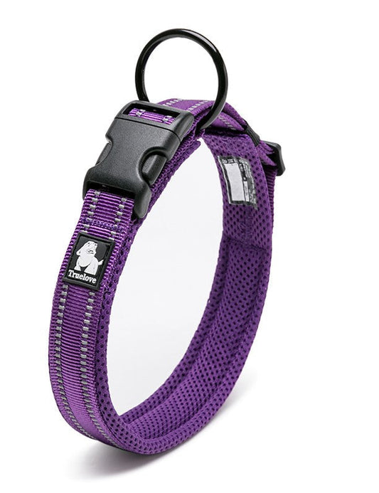 True Love Heavy Duty Reflective Dog Collar Purple M