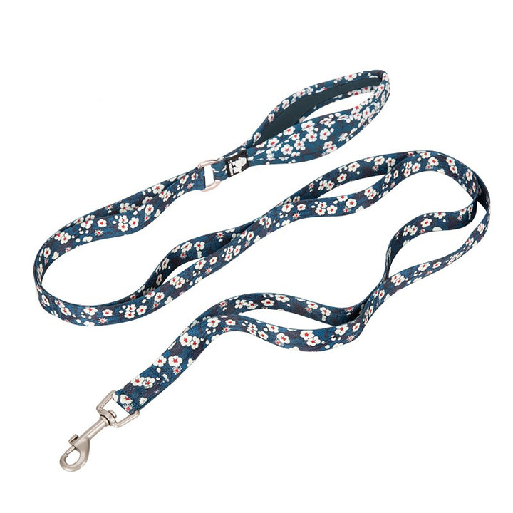 True Love Floral Multi Handle Dog Lead Blue