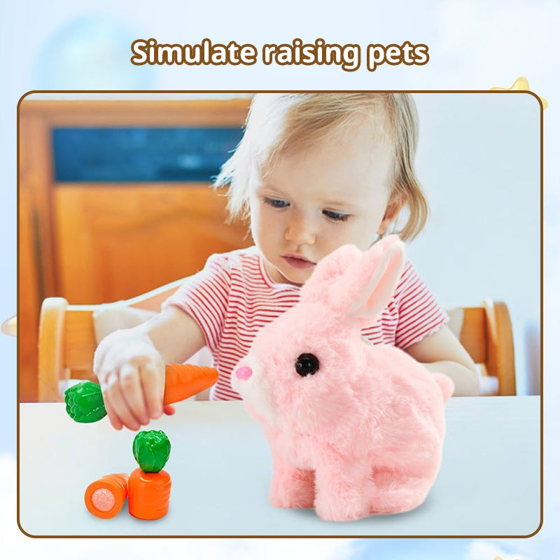 2025 Upgraded Interactive Bunny Toy. Hops Walks Talks Shakes Ears. Plush Gift For Kids (Grey).