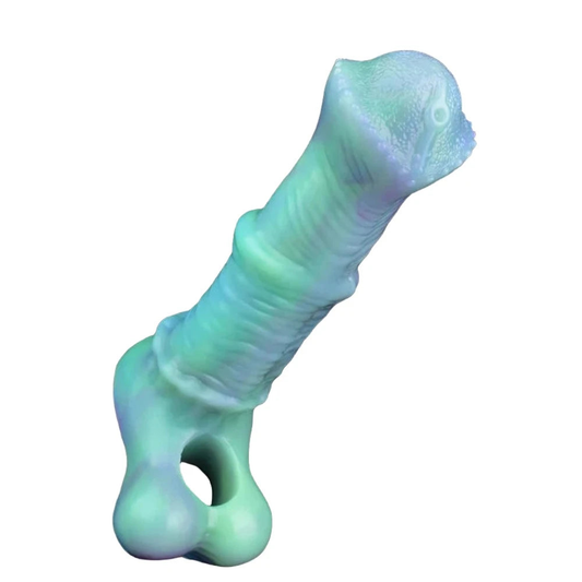 Faak Fantasy Luminous Horse Dildo Sheath With Anti-Drop Ring Large Silicone Dog Knot Penis Sleeve Strecthable Sex Toys F