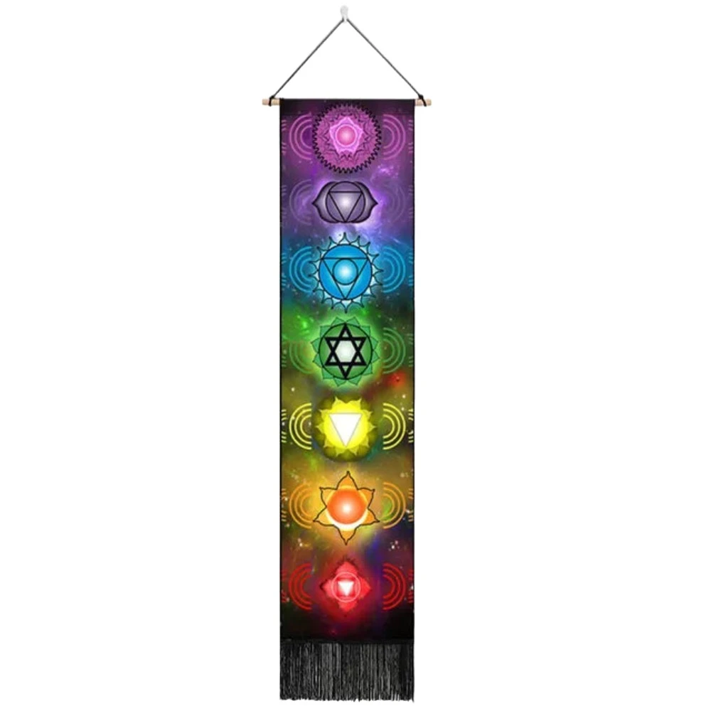 Seven Chakra Tapestry Hippie Mandala Chakras Wall Hanging Fabric Yoga Meditation Tapestries For Spiritual Room Decor