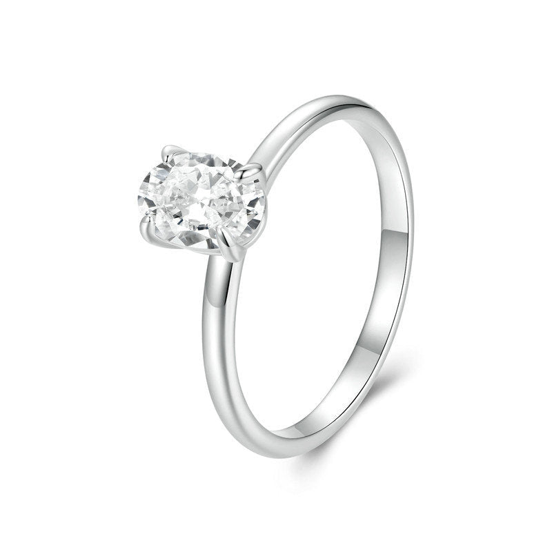 One Carat Moissanite Diamond Ring In Pure Silver Classic Wedding