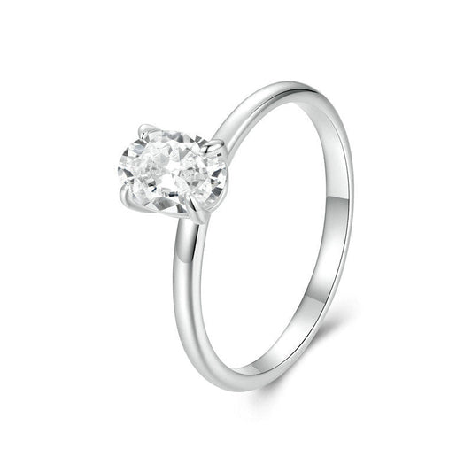 One Carat Moissanite Diamond Ring In Pure Silver Classic Wedding