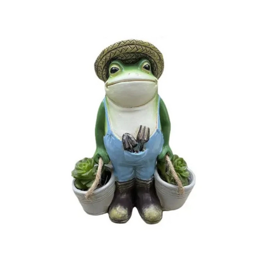 Frog Bucket Resin Flower Pot Fun Small Animal Decoration Outdoor Garden Statue Ornament Lawn Yard
