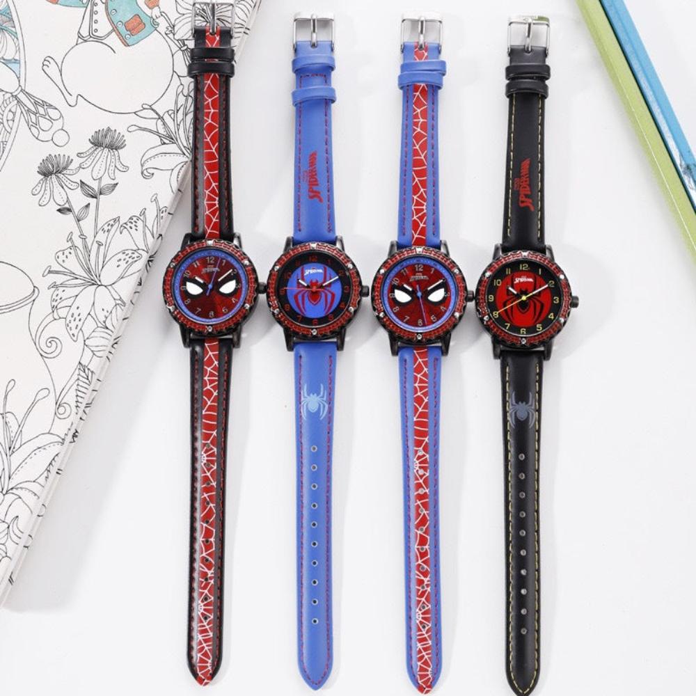 Children Spiderman Quartz Watch Luminous Pointer Boy's Wristwatch