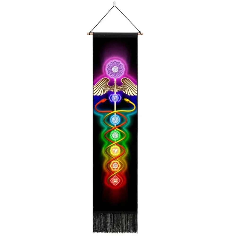 Seven Chakra Tapestry Hippie Mandala Chakras Wall Hanging Fabric Yoga Meditation Tapestries For Spiritual Room Decor