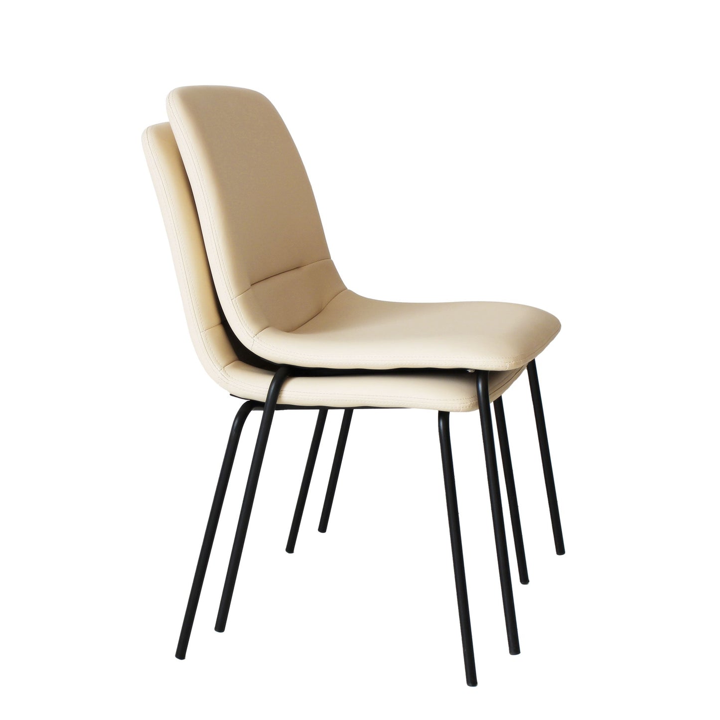 4Pcs Stackable Dining Chairs Kitchen Beige