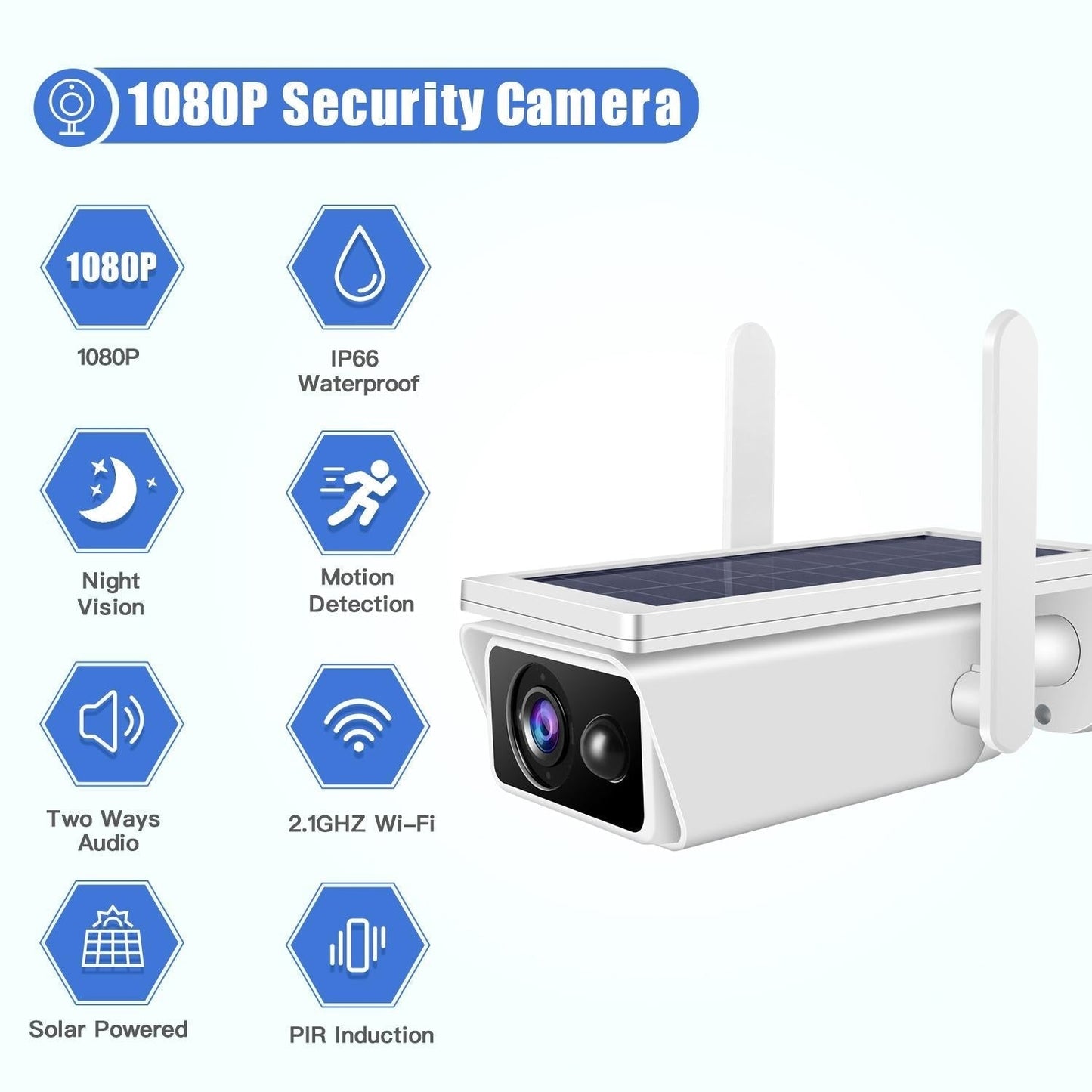 Solar Powered 1080P Wireless Security Camera With Night Vision And Two Way Audio