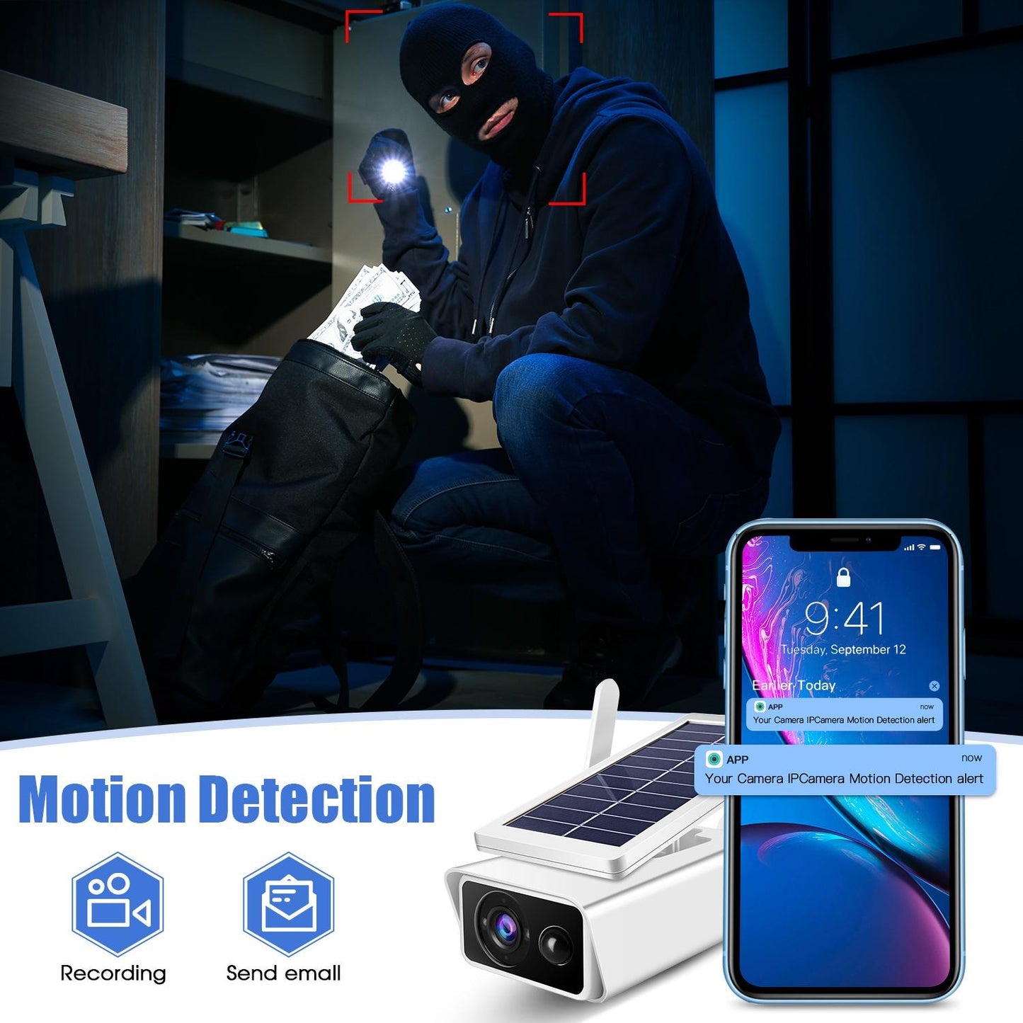 Solar Powered 1080P Wireless Security Camera With Night Vision And Two Way Audio