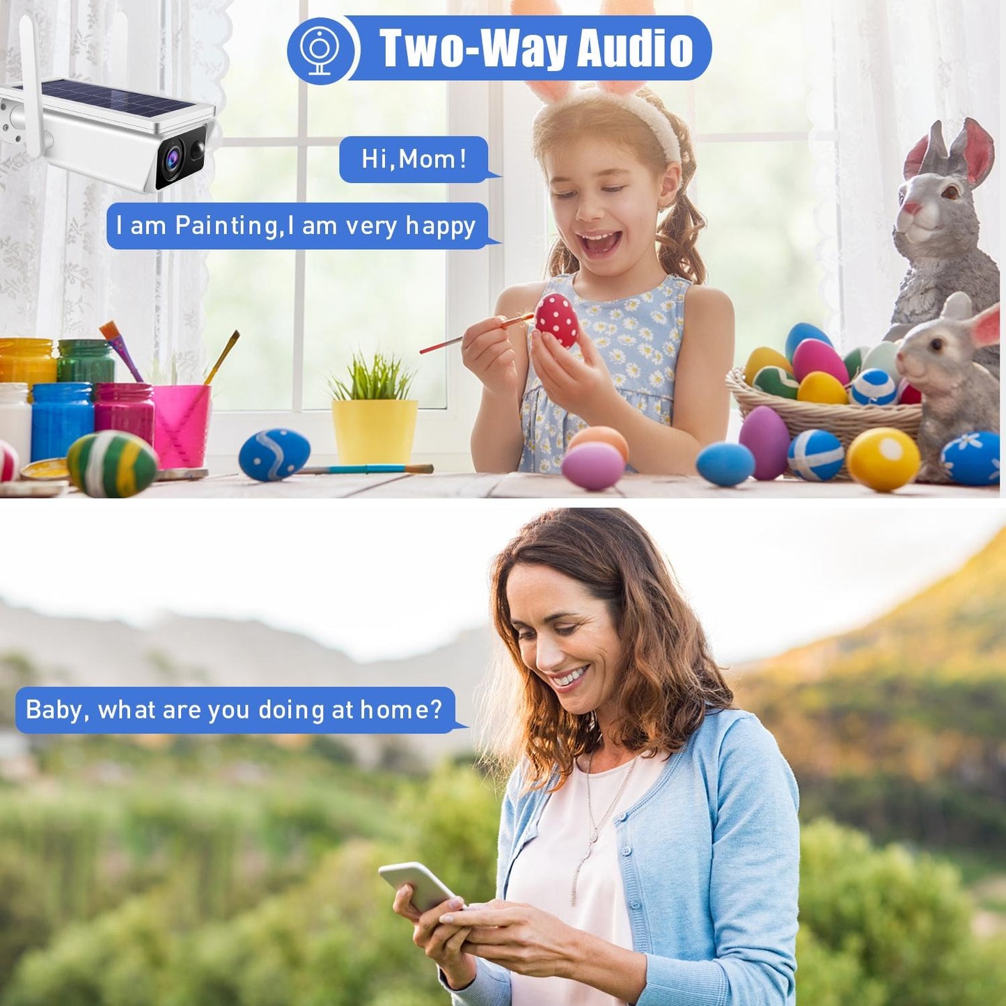 Solar Powered 1080P Wireless Security Camera With Night Vision And Two Way Audio