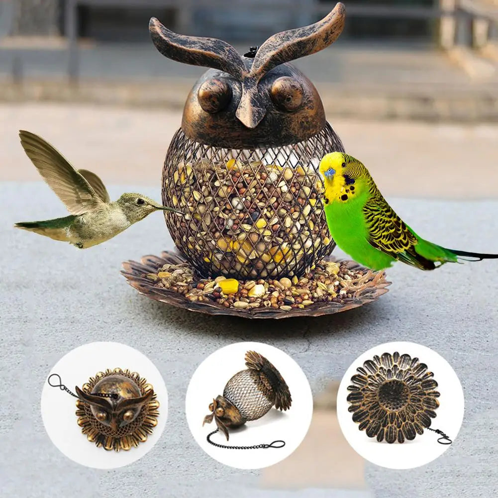 Bird Feeder Outdoor Metal Automatic Feeding Tool Multiple Hole Dispenser Holder