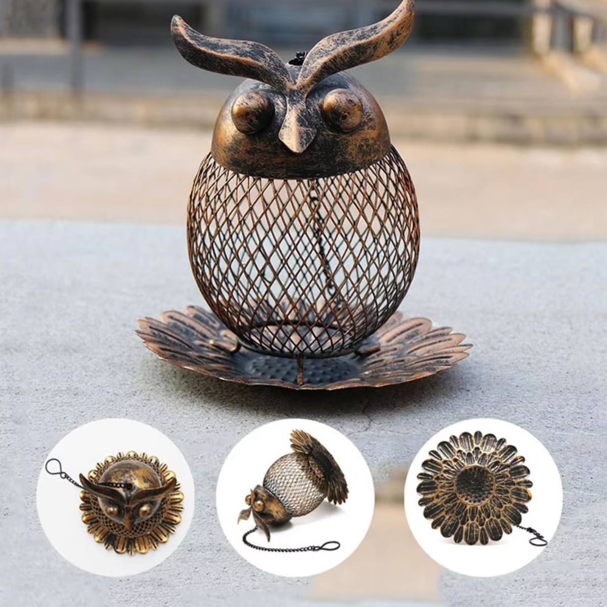 Bird Feeder Outdoor Metal Automatic Feeding Tool Multiple Hole Dispenser Holder