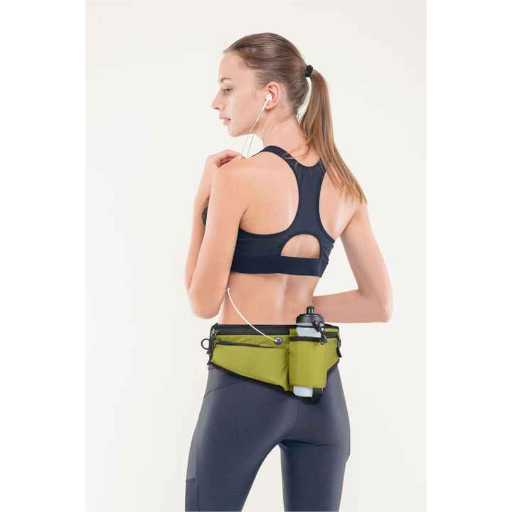 Elosung Black Running Waist Pack With Water Reflective Design And Multiple Storage Pockets For Outdoor Activities