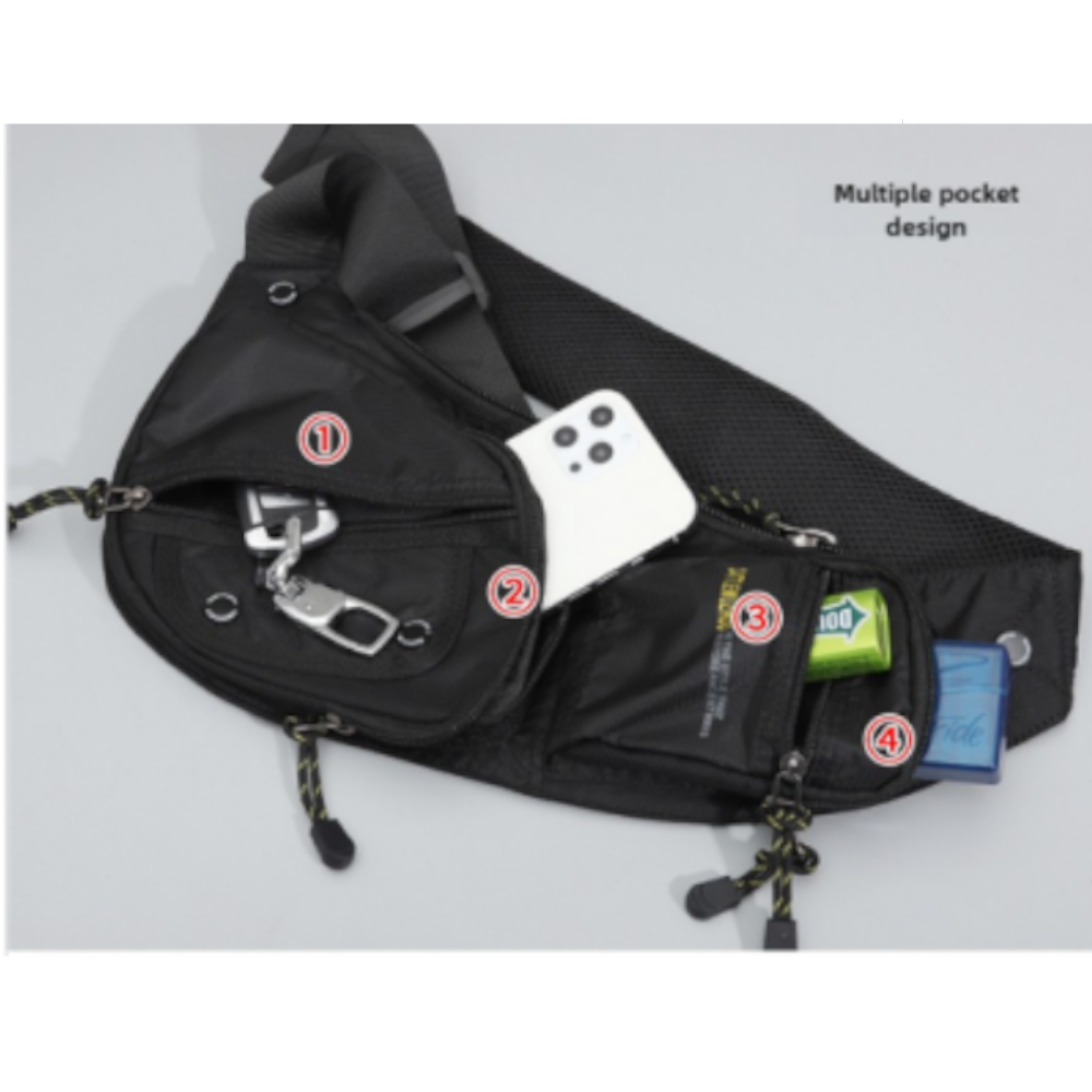Black And Blue Men's Vintage Chest Bag Multi Functional Waterproof Crossbody Sling For Outdoor Sports