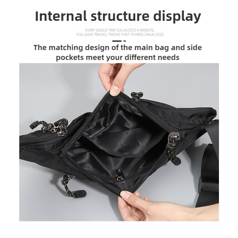 Elosung Black And Grey Men's Chest Bag Multi Functional Waterproof Crossbody Sling For Outdoor Sports